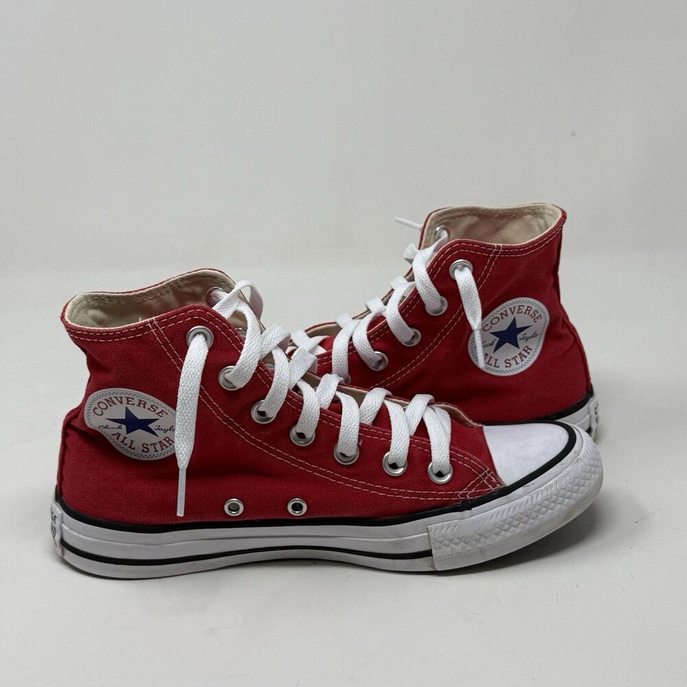 Converse All Star Chuck Taylor High Sneakers Womens 7 Red Canvas Grunge Shoes